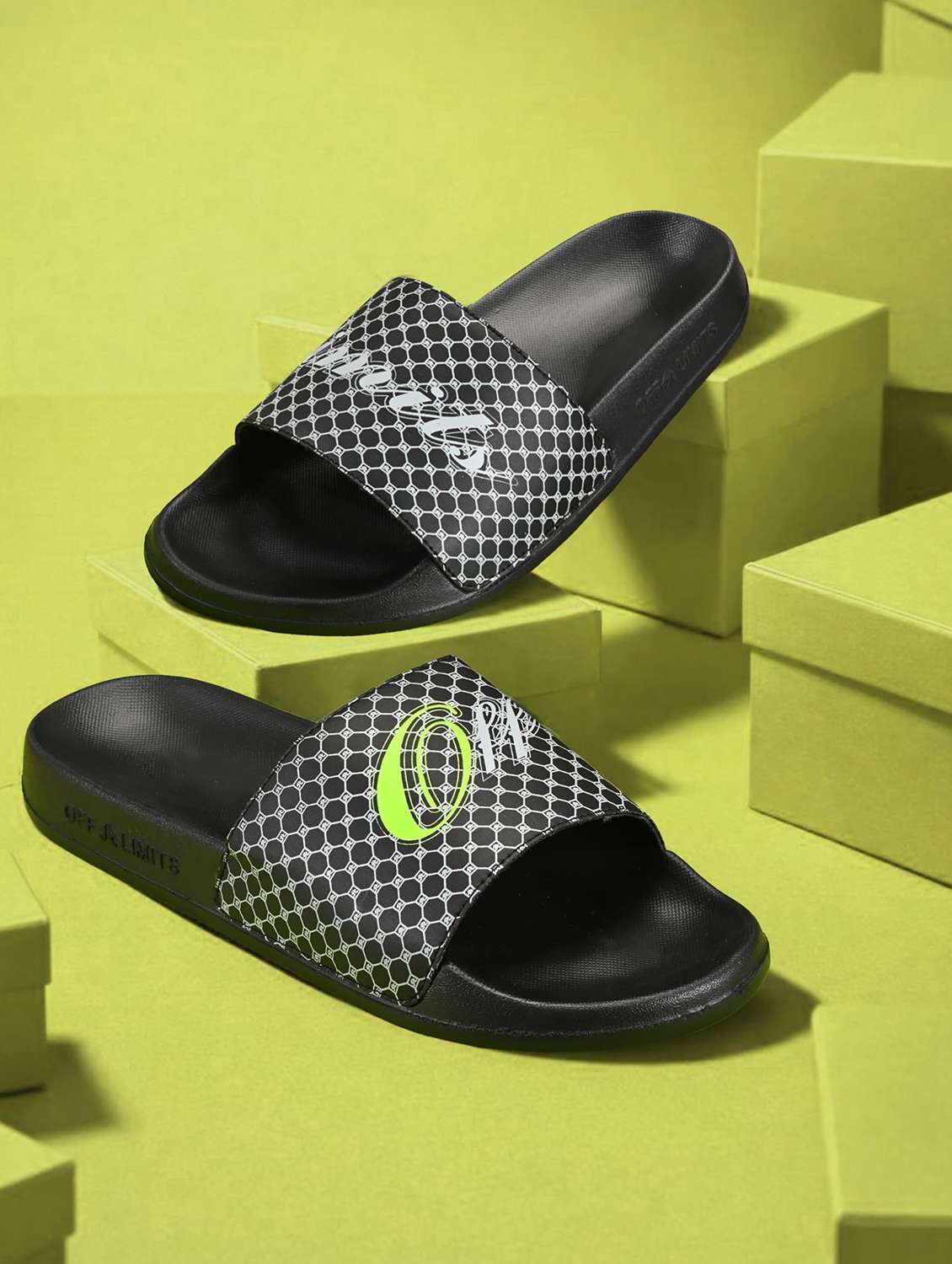 men printed slip on slider