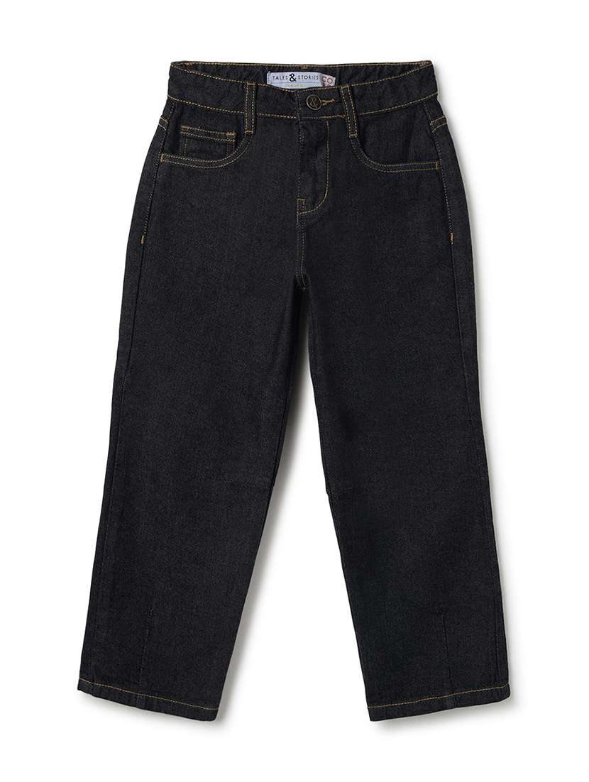 Boys Solid Mid Rise Relaxed Fit Jeans - 22582507 -  Standard Image - 1