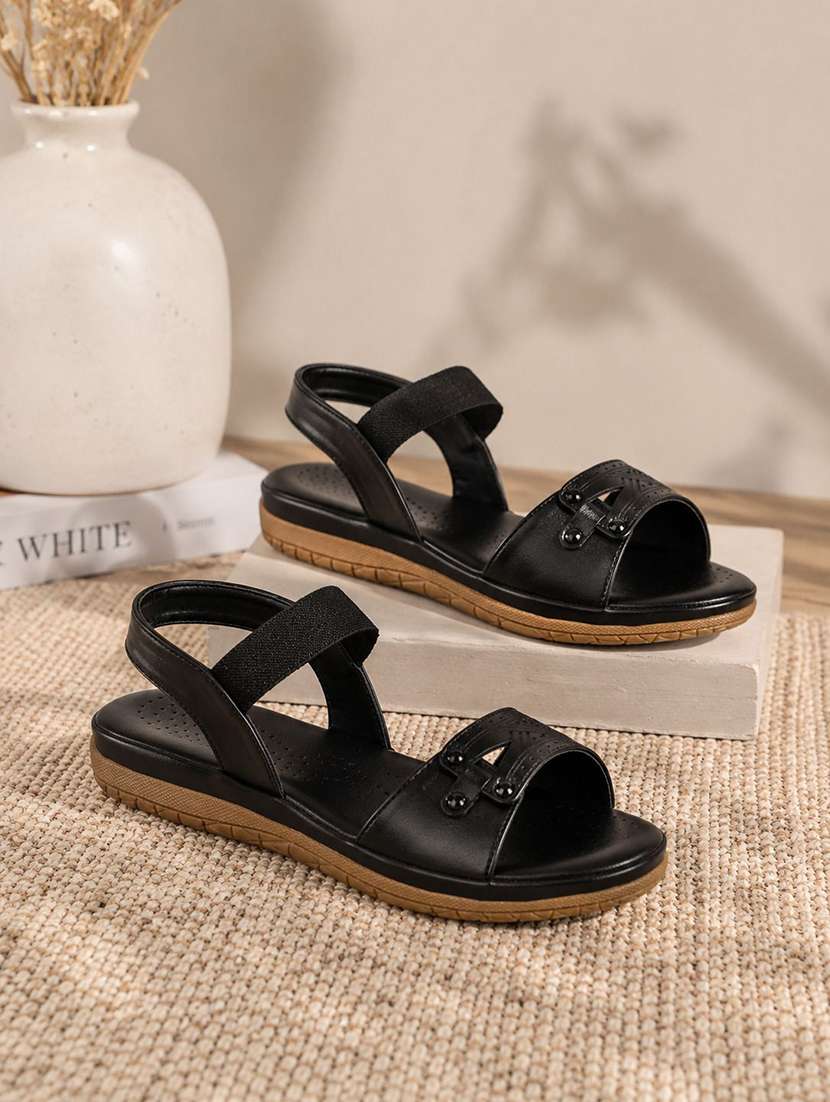 women textured ankle strap sandal