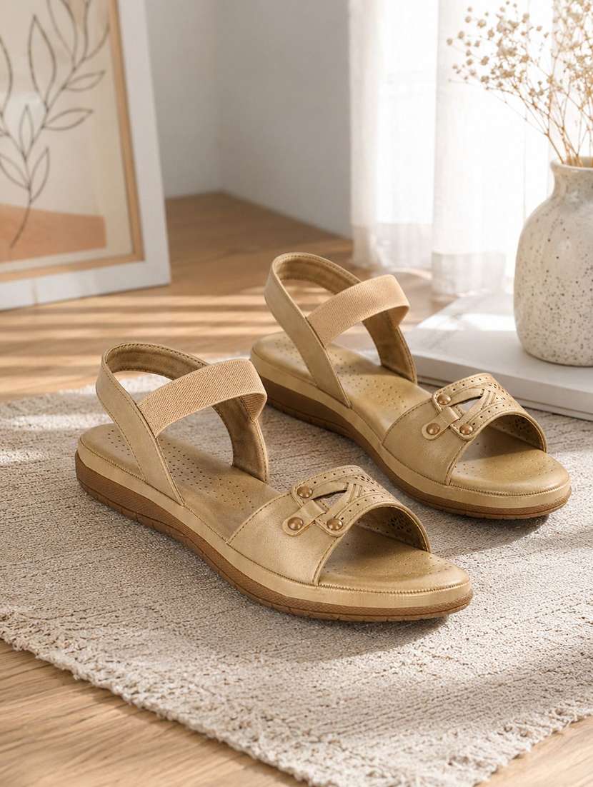 women textured ankle strap sandal