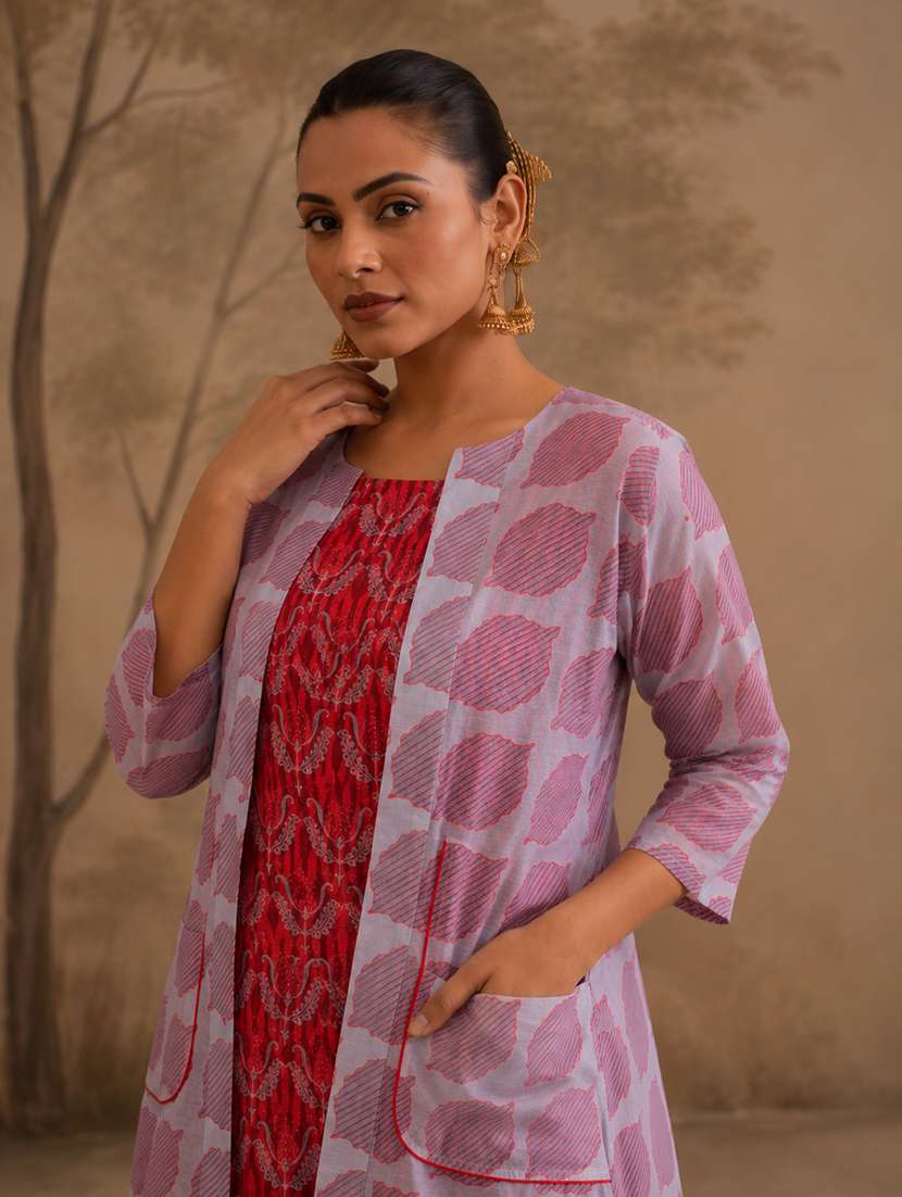 women printed three quarter sleeve kurta pant set - 22582821 -  Standard Image - 1