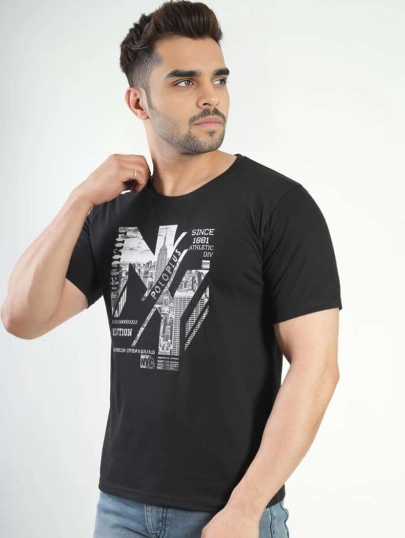Men Printed Short Sleeves Regular Fit T-shirt - 22582879 -  Standard Image - 1
