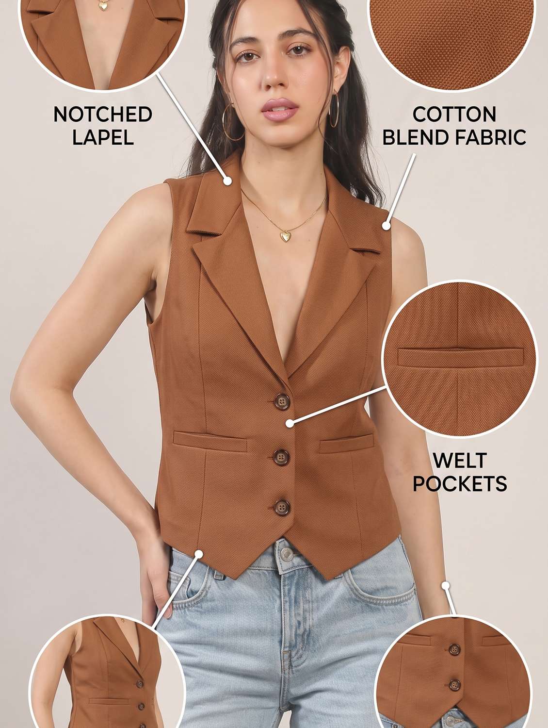 Women Solid Sleeveless Vest Top - 22582918 -  Standard Image - 4