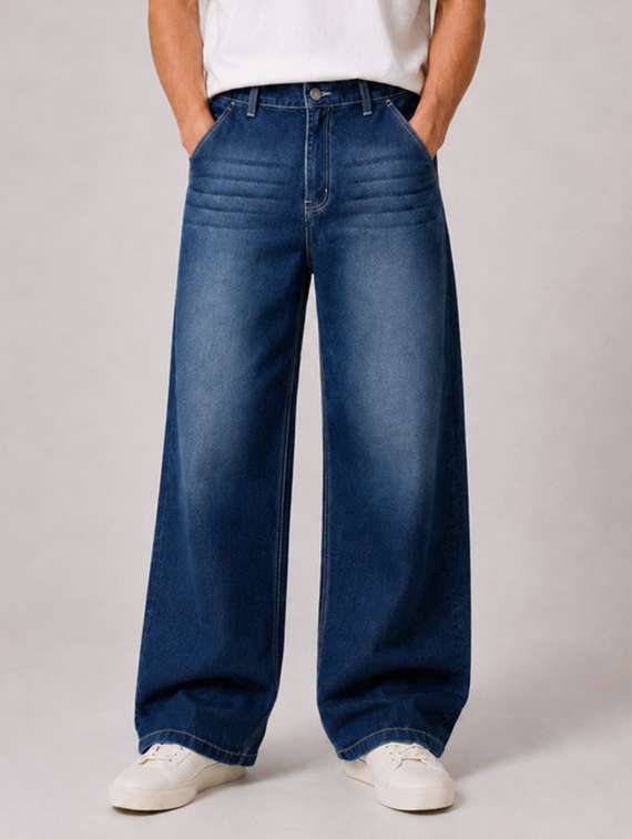 Men Washed Mid Rise Full Length Baggy Jeans - 22582931 -  Standard Image - 1