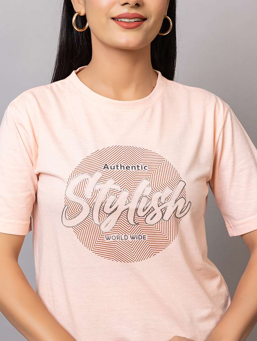 Women Printed Short Sleeves Regular Fit T-shirt - 22582936 -  Standard Image - 1