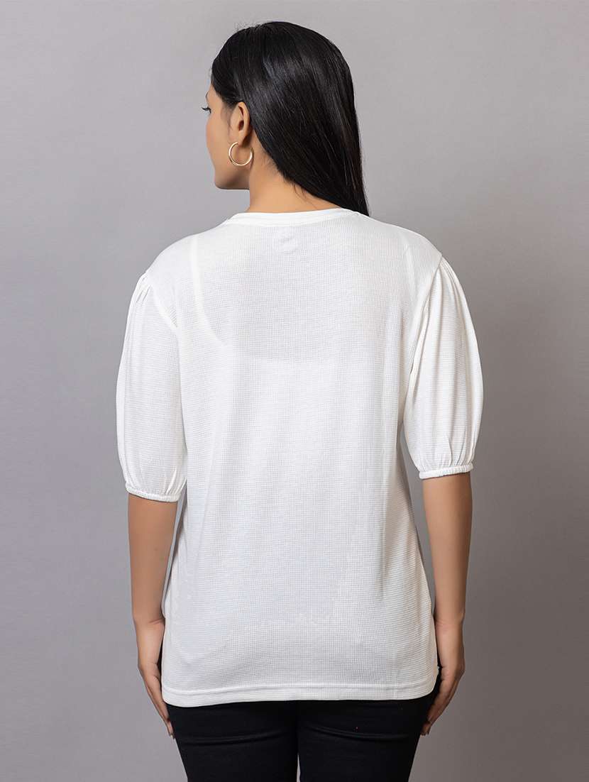 women printed puff sleeves regular fit t-shirt - 22582937 -  Standard Image - 4