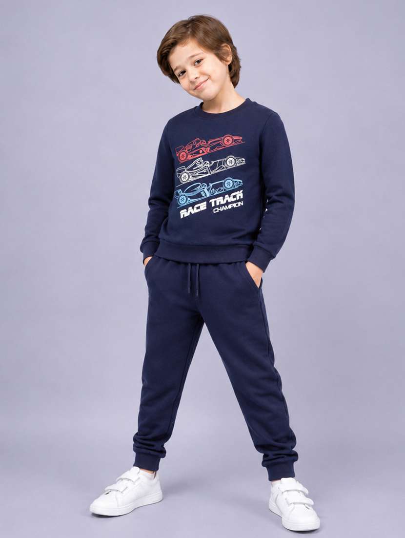 boys printed long sleeves full length set
