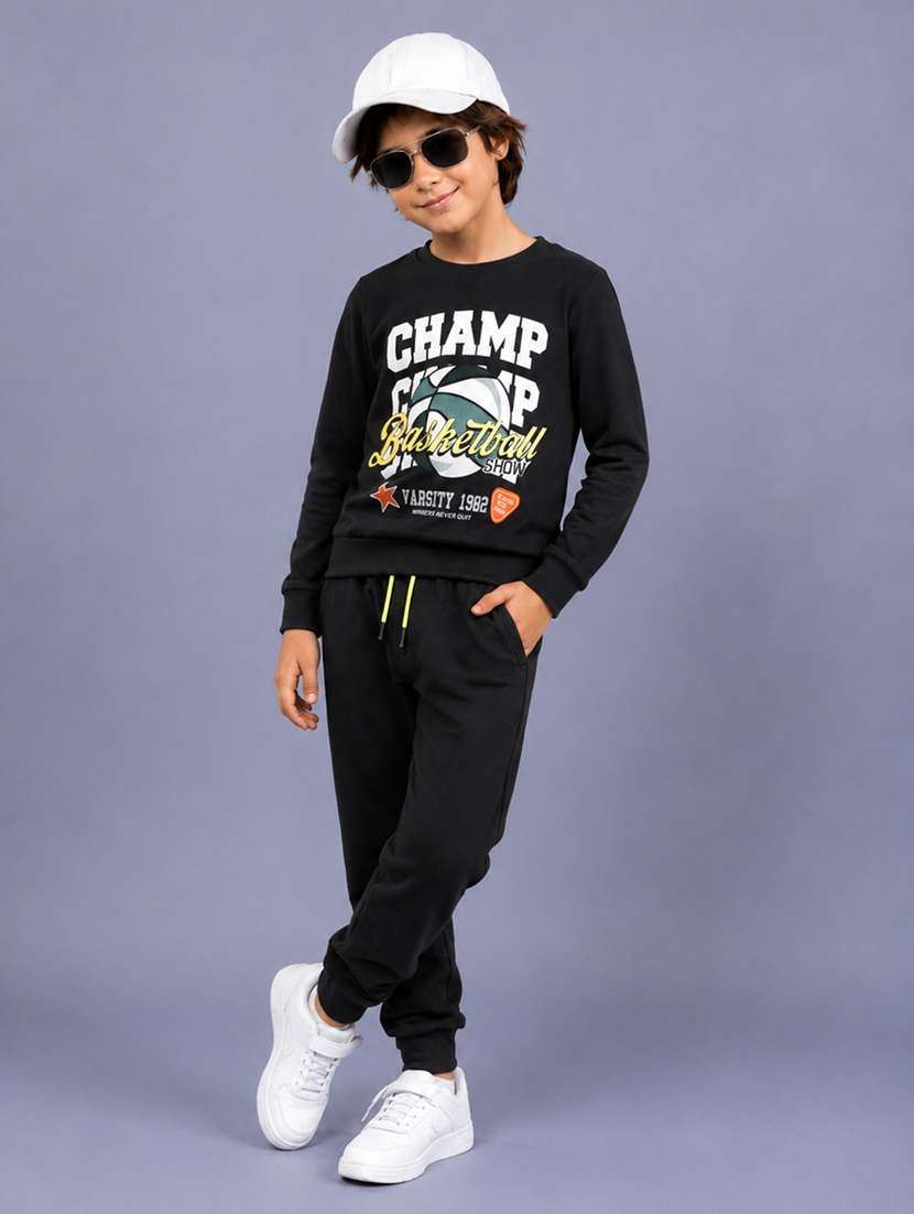 boys printed long sleeves full length set