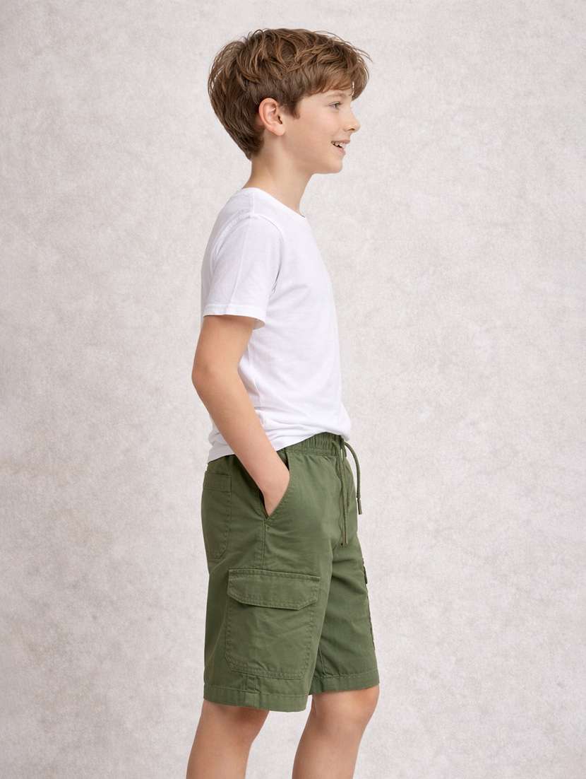boys solid mid rise regular fit shorts - 22582992 -  Standard Image - 1