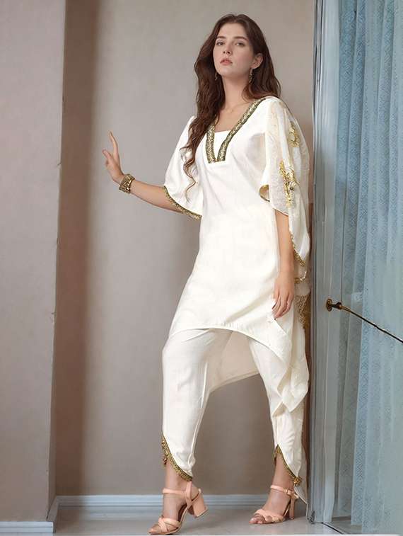 women solid bell sleeve kurta pant with dupatta set - 22583254 -  Standard Image - 4