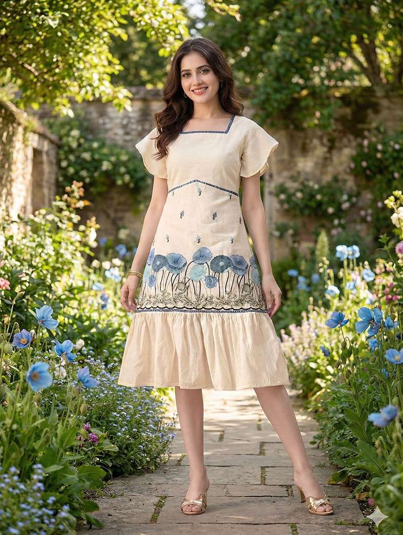 cream cotton aline dress
