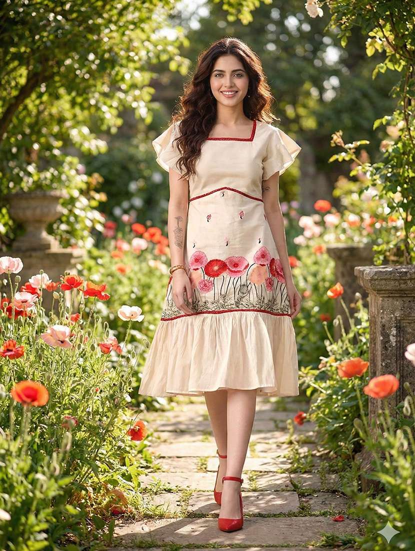 off white cotton tiered  dress