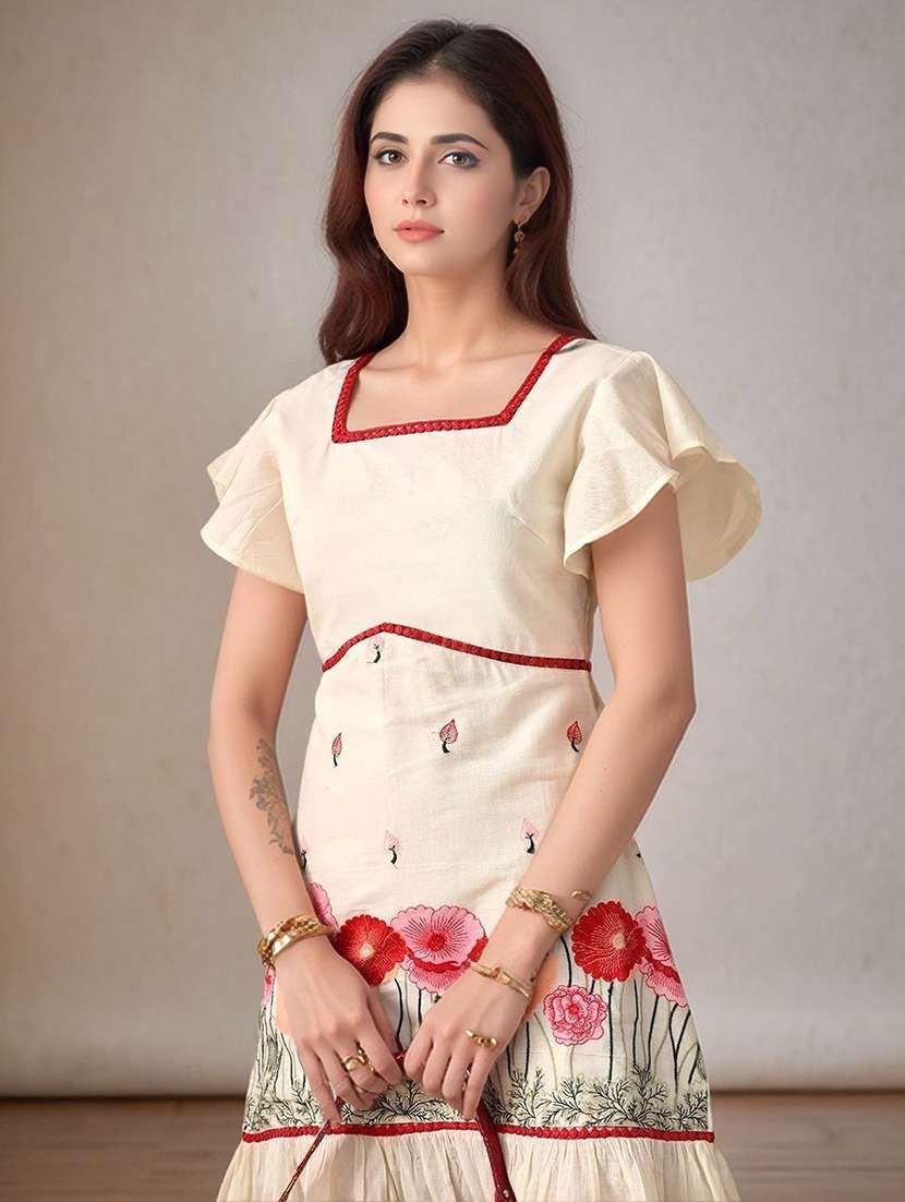 off white cotton tiered  dress - 22584254 -  Standard Image - 1