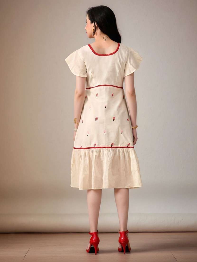 off white cotton tiered  dress - 22584254 -  Standard Image - 4