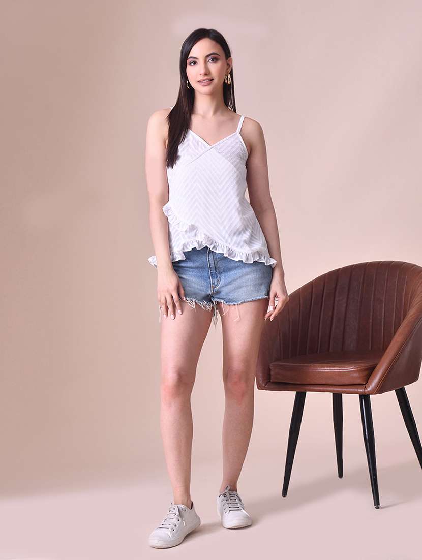 women self design shoulder strap wrap top - 22584360 -  Standard Image - 4