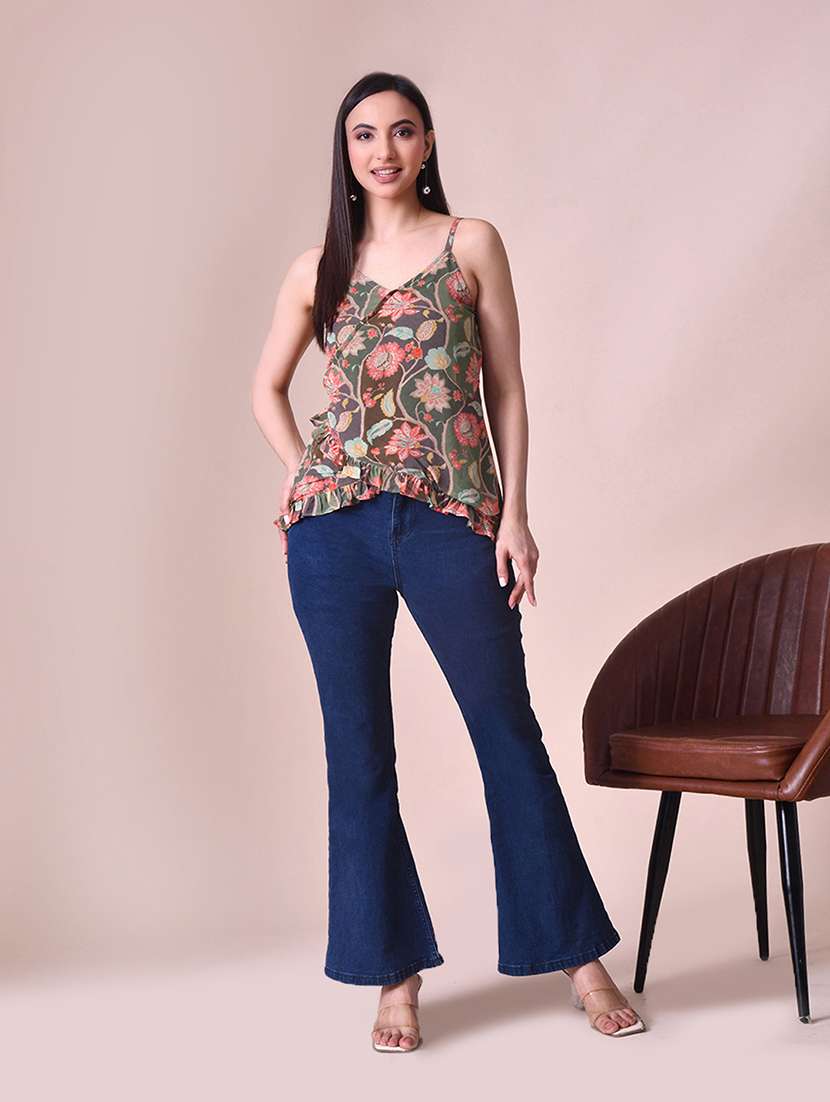 women printed shoulder strap wrap top - 22584362 -  Standard Image - 4