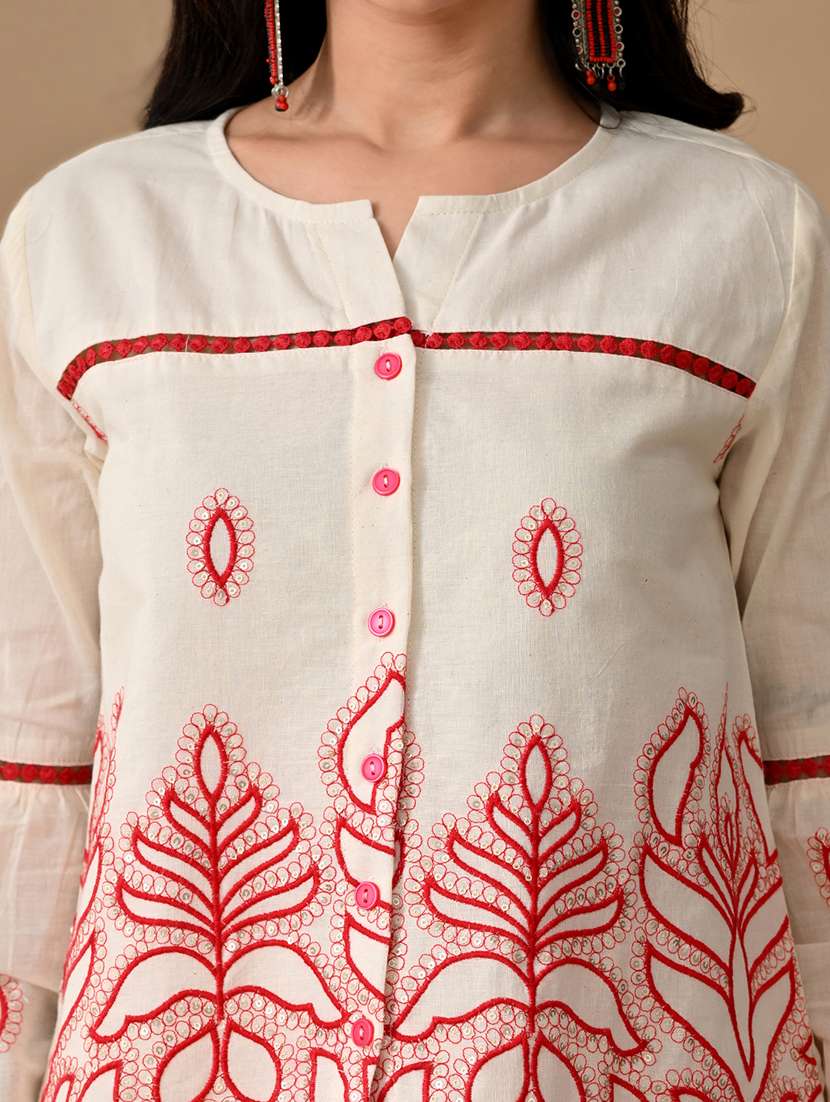 women embroidered long sleeves top and palazzo co-ord set - 22584366 -  Standard Image - 1