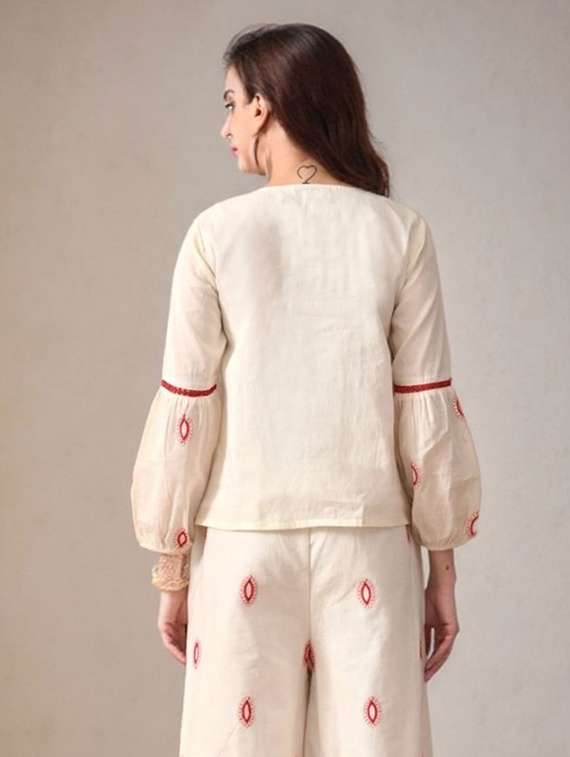women embroidered long sleeves top and palazzo co-ord set - 22584366 -  Standard Image - 4