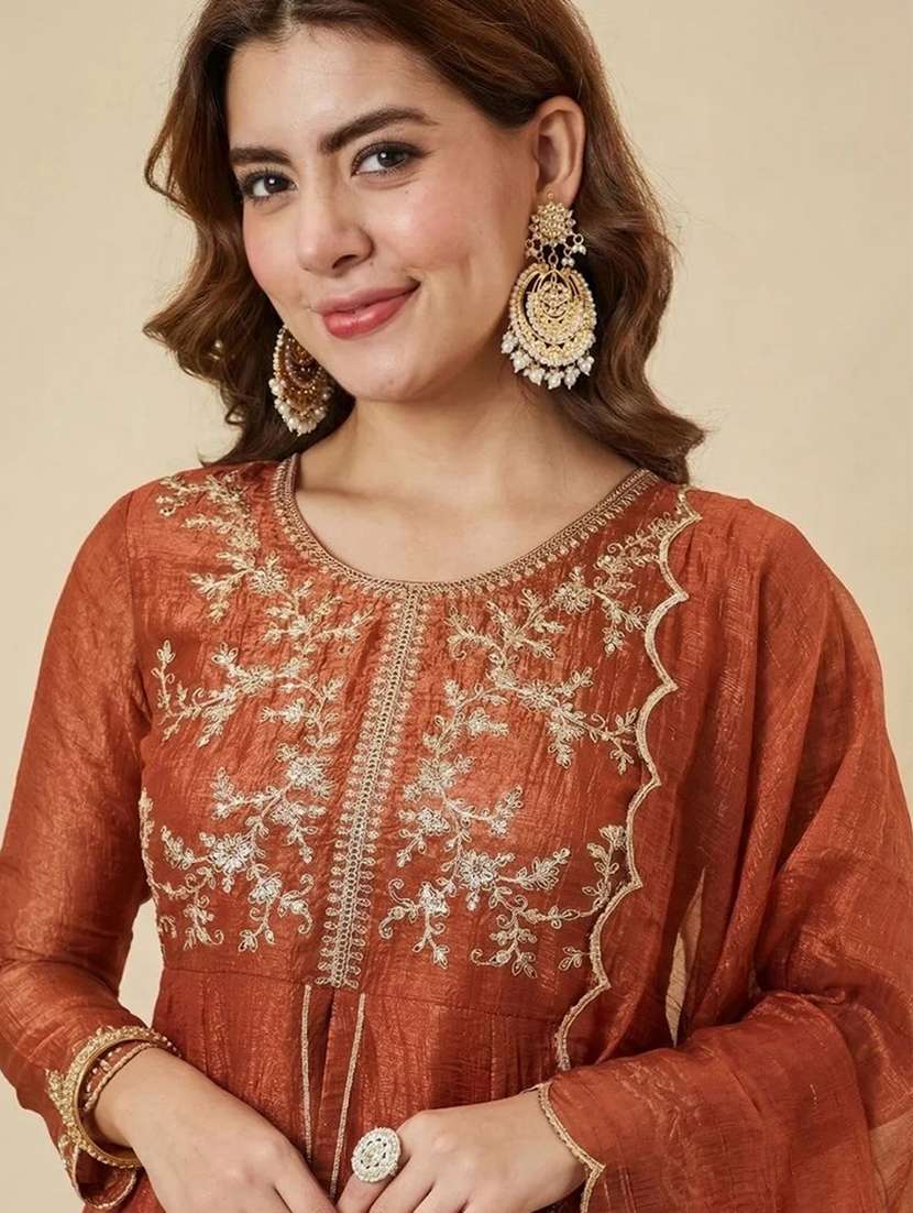 women embroidered long sleeve kurta palazzo with dupatta set - 22585566 -  Standard Image - 1