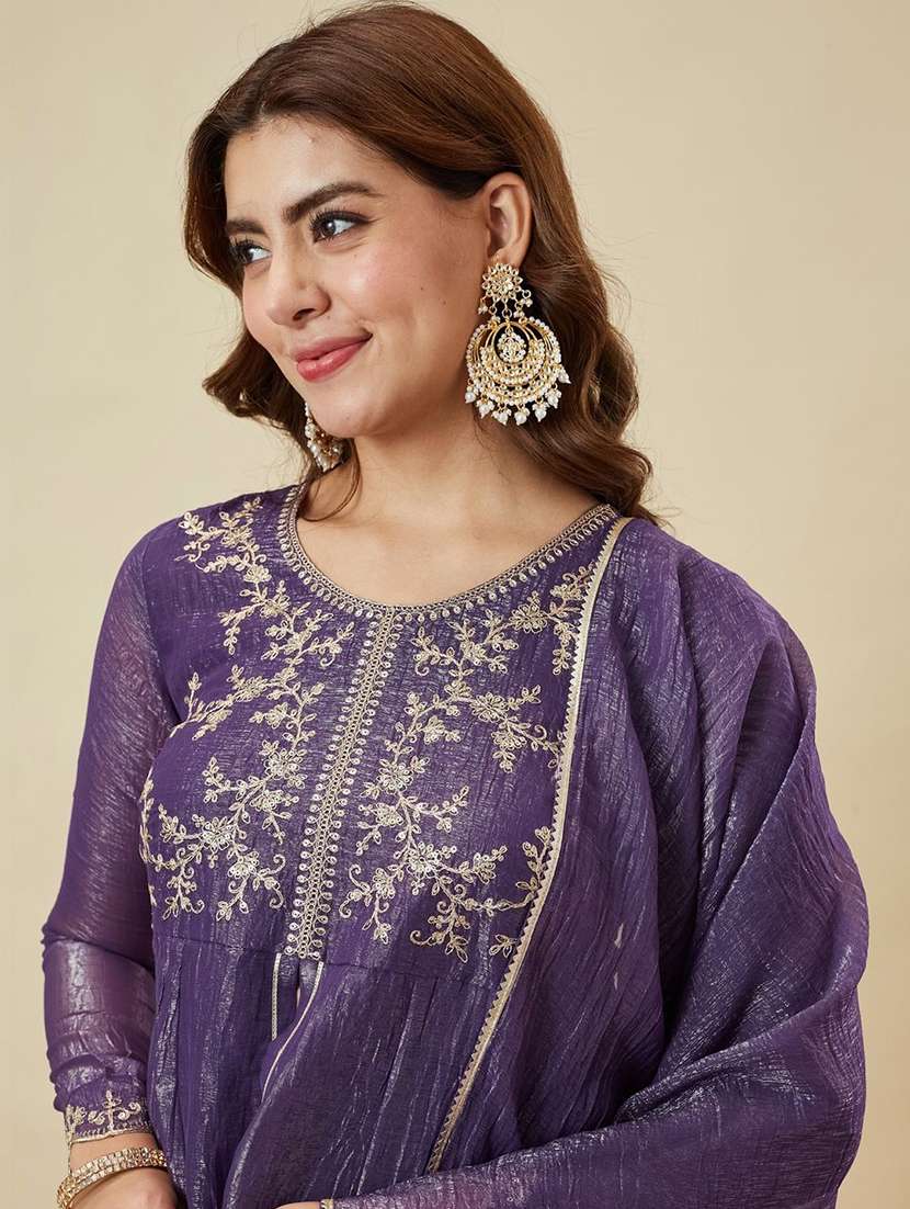 women embroidered long sleeve kurta palazzo with dupatta set - 22585568 -  Standard Image - 1