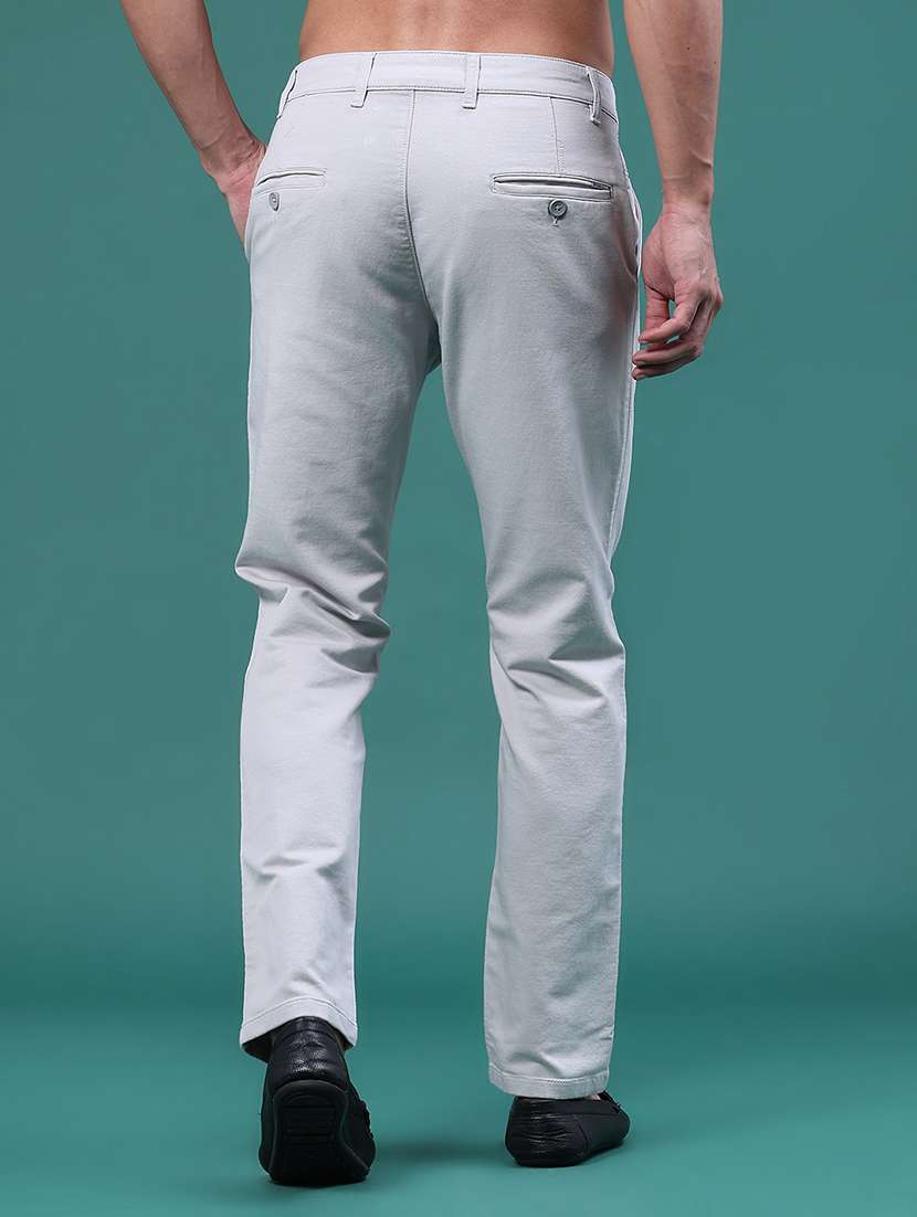 Men Solid Mid Rise Flat Front Casual Trouser - 22586465 -  Standard Image - 4