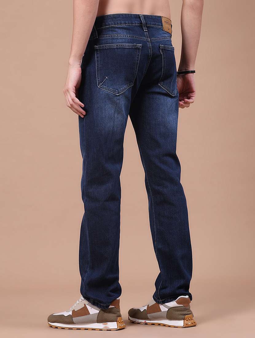 Men Washed Mid Rise Full Length Straight Jeans - 22586477 -  Standard Image - 4