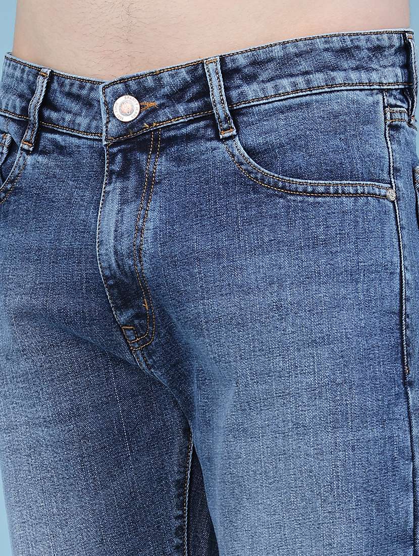 Men Washed Mid Rise Full Length Straight Jeans - 22586730 -  Standard Image - 1