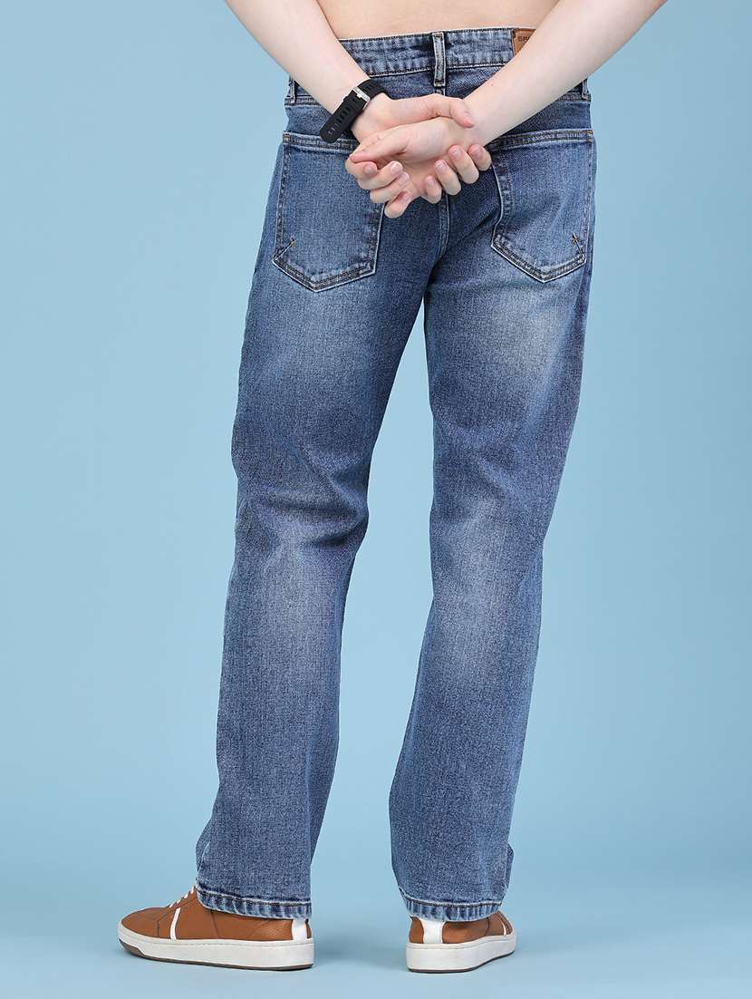 Men Washed Mid Rise Full Length Straight Jeans - 22586730 -  Standard Image - 4