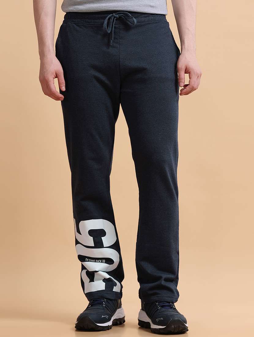 men typographic mid rise full length track pant