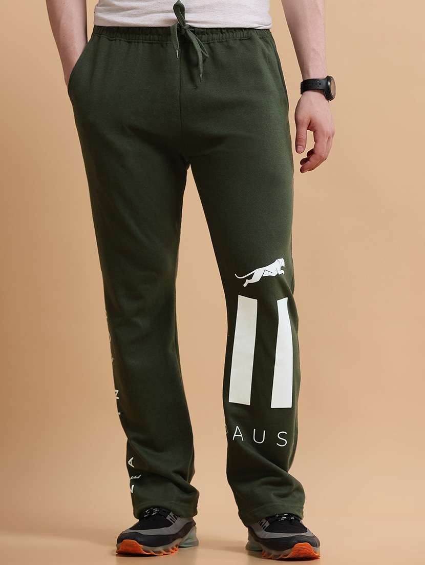 men printed mid rise full length track pant