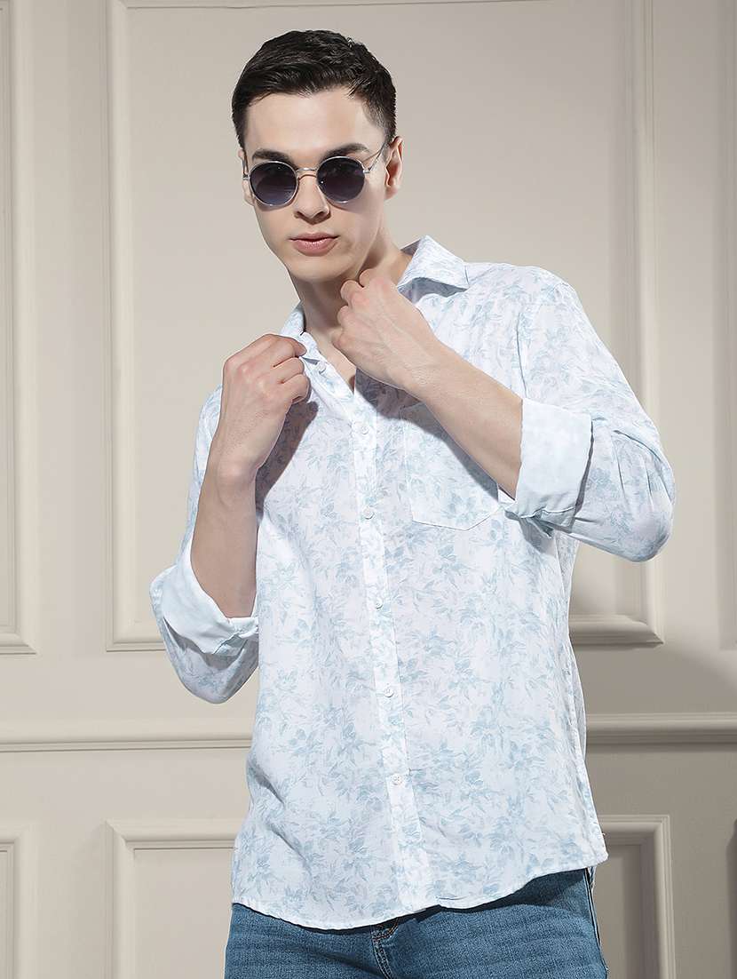 men printed long sleeve regular fit casual shirt