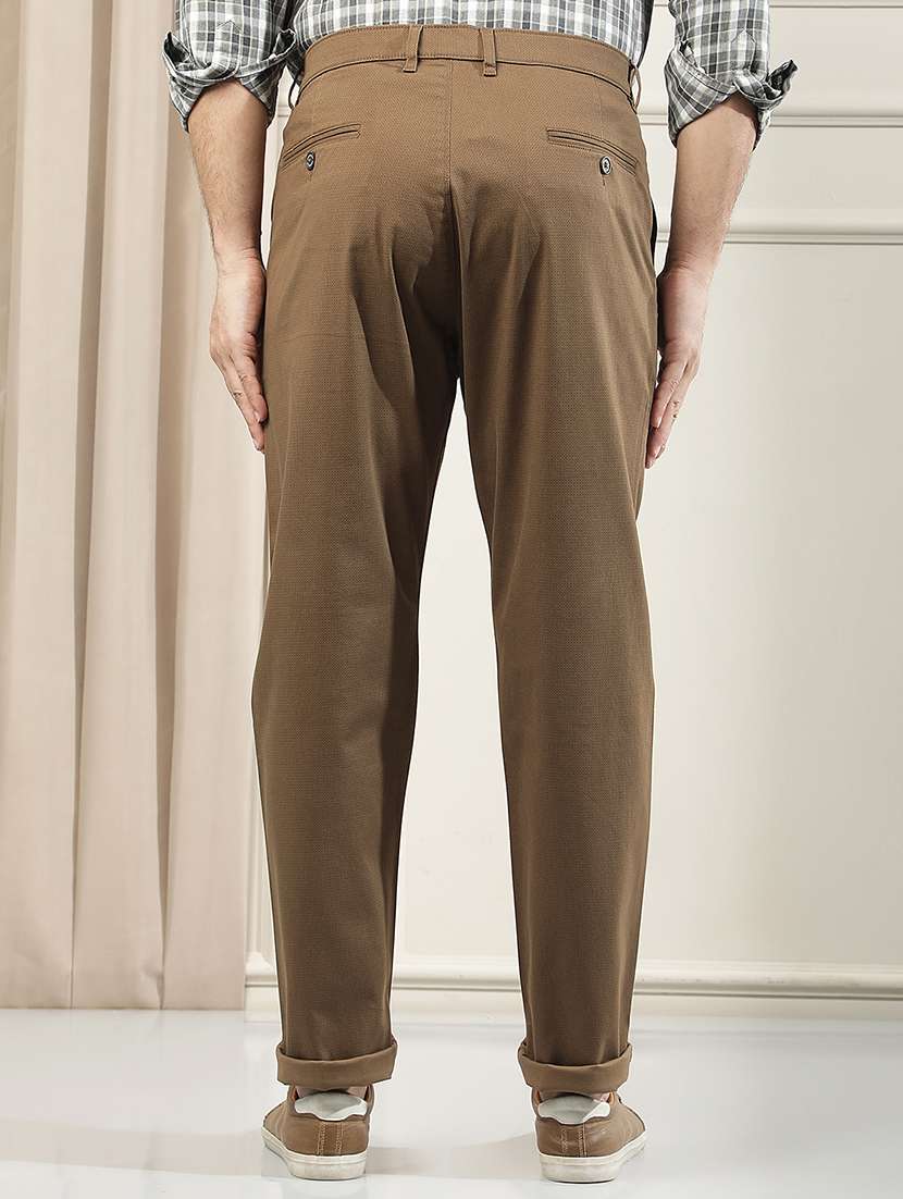 Men Solid Mid Rise Chinos Casual Trouser - 22587121 -  Standard Image - 4