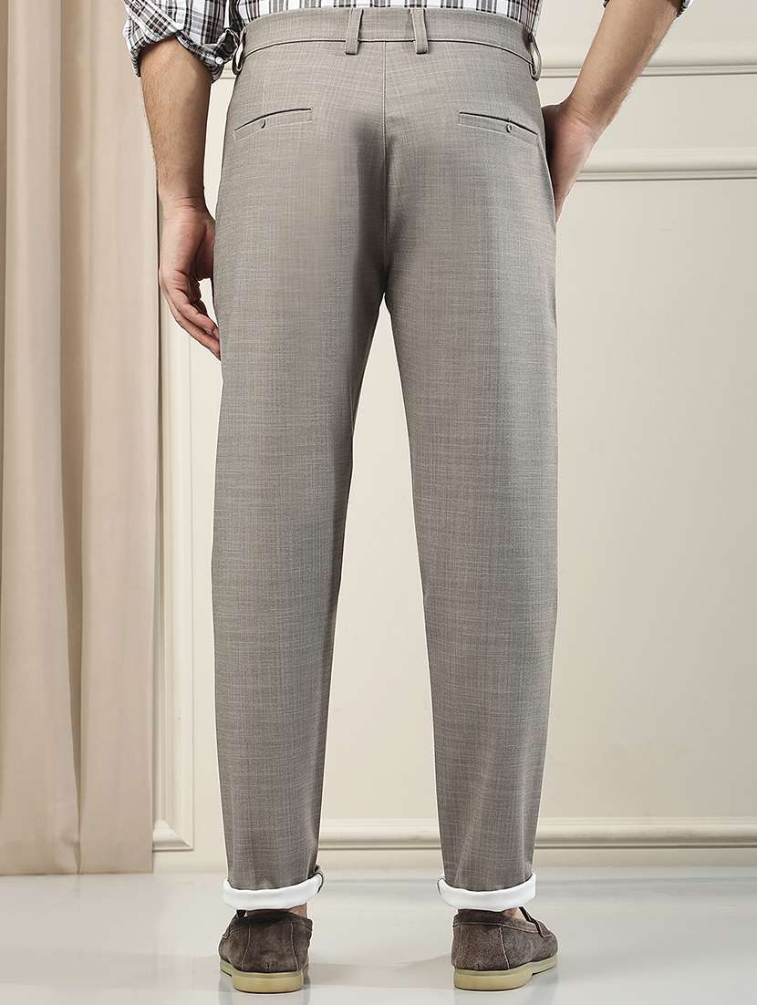 Men Self Design Mid Rise Chinos Casual Trouser - 22587130 -  Standard Image - 4