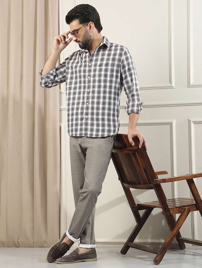 Men Self Design Mid Rise Chinos Casual Trouser - 22587130 -  Standard Image - 6