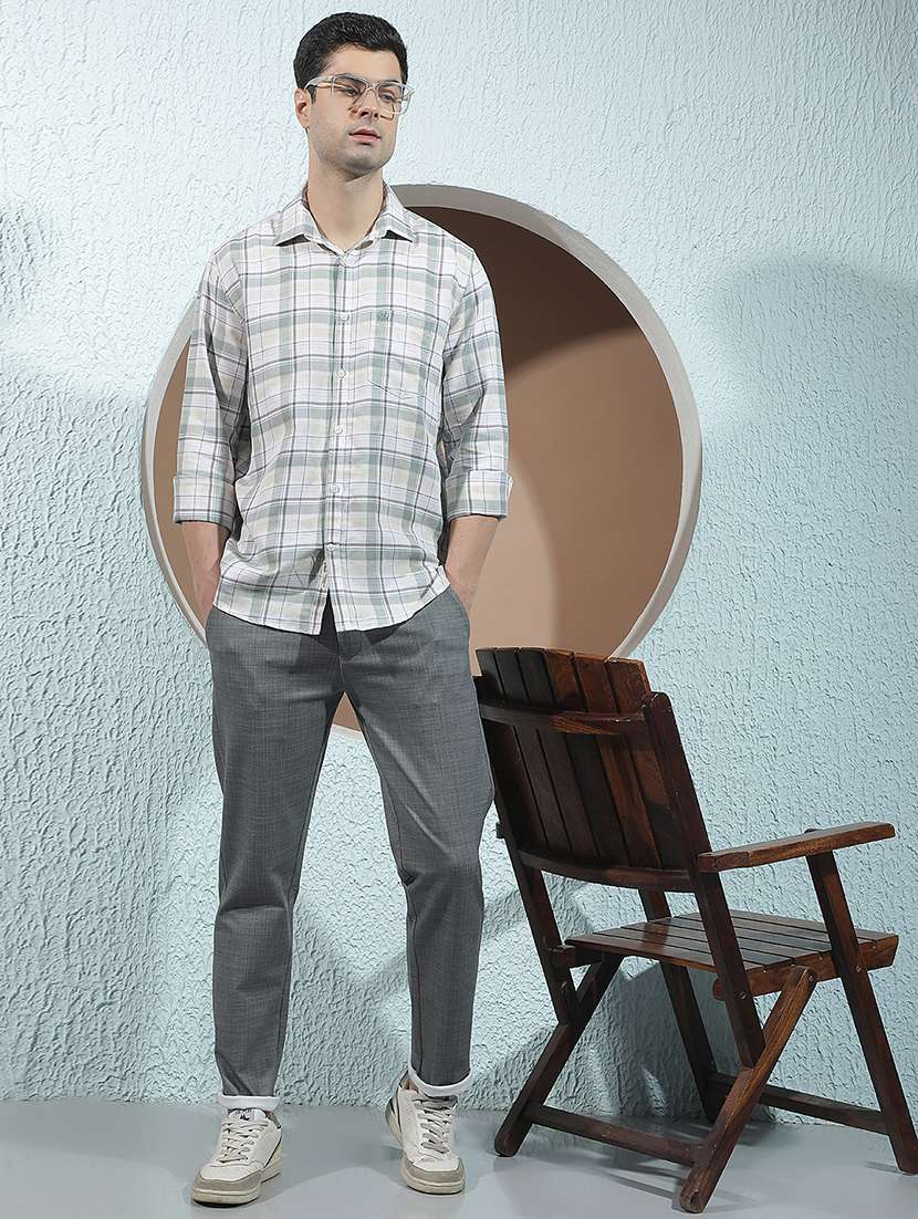 Men Self Design Mid Rise Chinos Casual Trouser - 22587133 -  Standard Image - 6