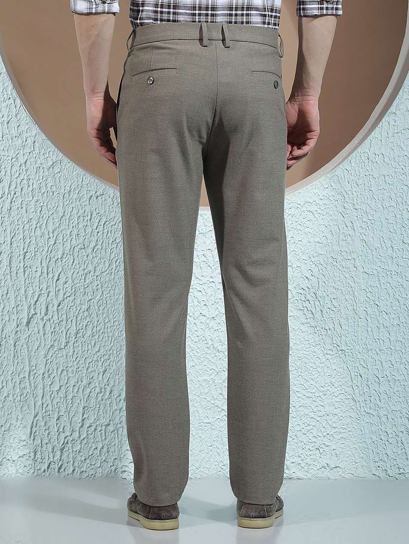 Men Solid Mid Rise Chinos Casual Trouser - 22587135 -  Standard Image - 4