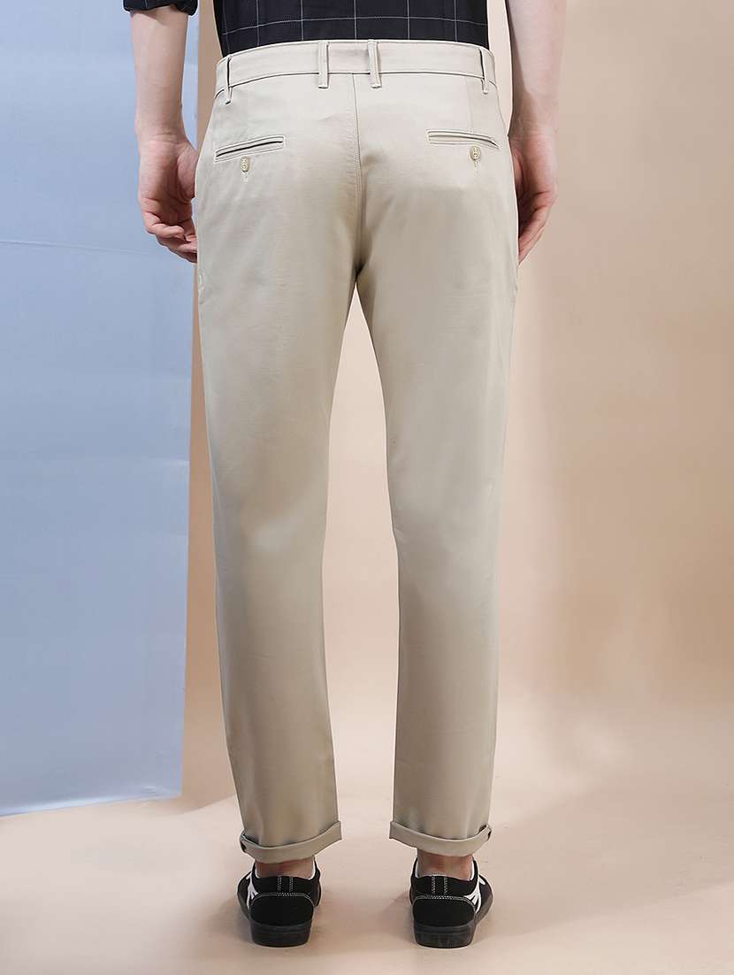 Men Solid Mid Rise Chinos Casual Trouser - 22587139 -  Standard Image - 4