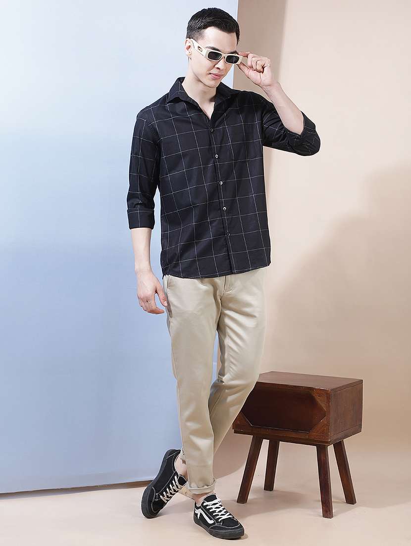 Men Solid Mid Rise Chinos Casual Trouser - 22587139 -  Standard Image - 6