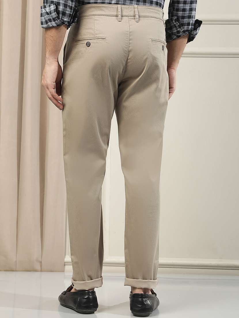 men solid mid rise chinos casual trouser - 22587144 -  Standard Image - 4