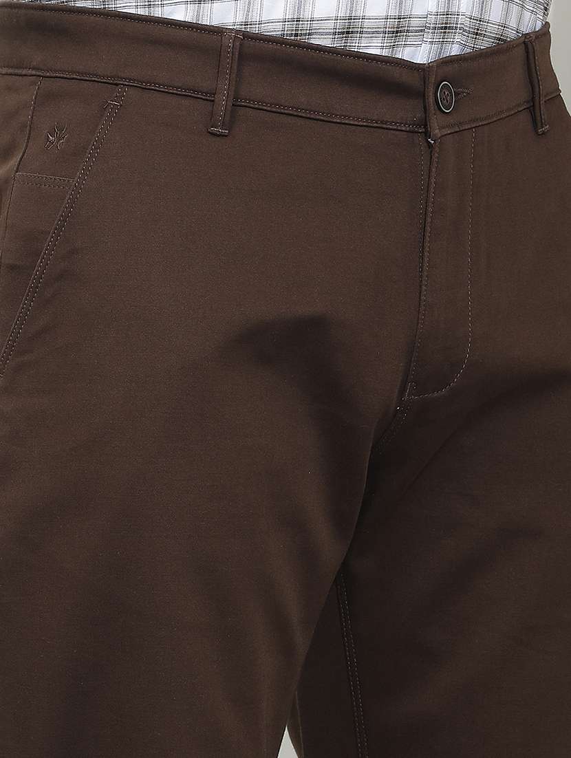 Men Solid Mid Rise Chinos Casual Trouser - 22587158 -  Standard Image - 1