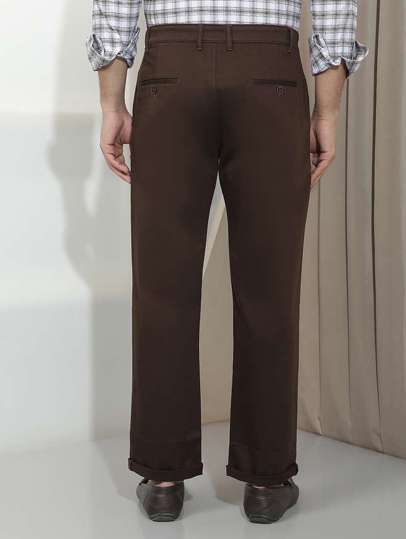 Men Solid Mid Rise Chinos Casual Trouser - 22587158 -  Standard Image - 4