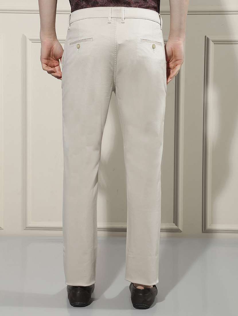 Men Solid Mid Rise Chinos Casual Trouser - 22587162 -  Standard Image - 4