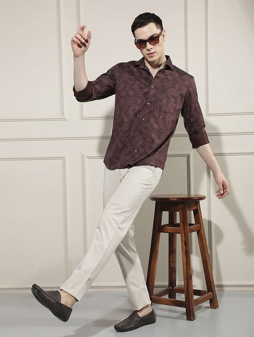 Men Solid Mid Rise Chinos Casual Trouser - 22587162 -  Standard Image - 6