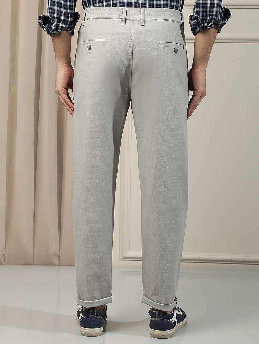 Men Solid Mid Rise Chinos Casual Trouser - 22587166 -  Standard Image - 4