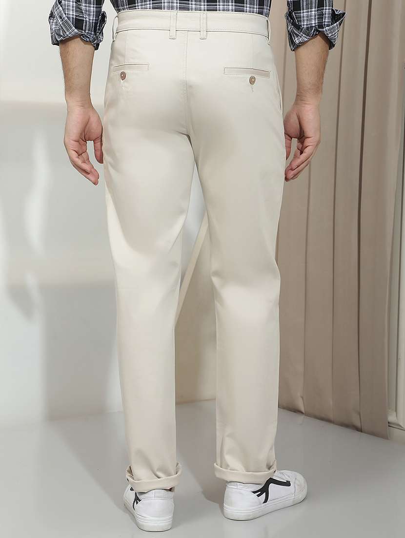 Men Solid Mid Rise Chinos Casual Trouser - 22587170 -  Standard Image - 4