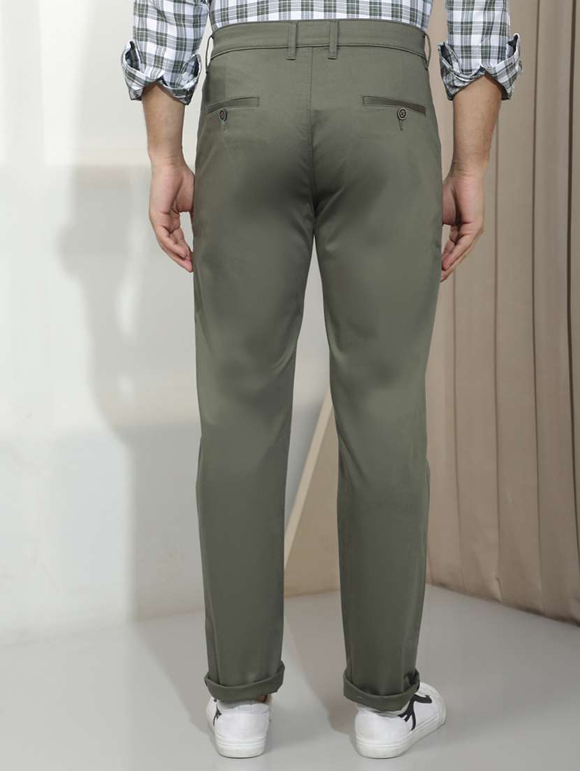 Men Solid Mid Rise Chinos Casual Trouser - 22587172 -  Standard Image - 4