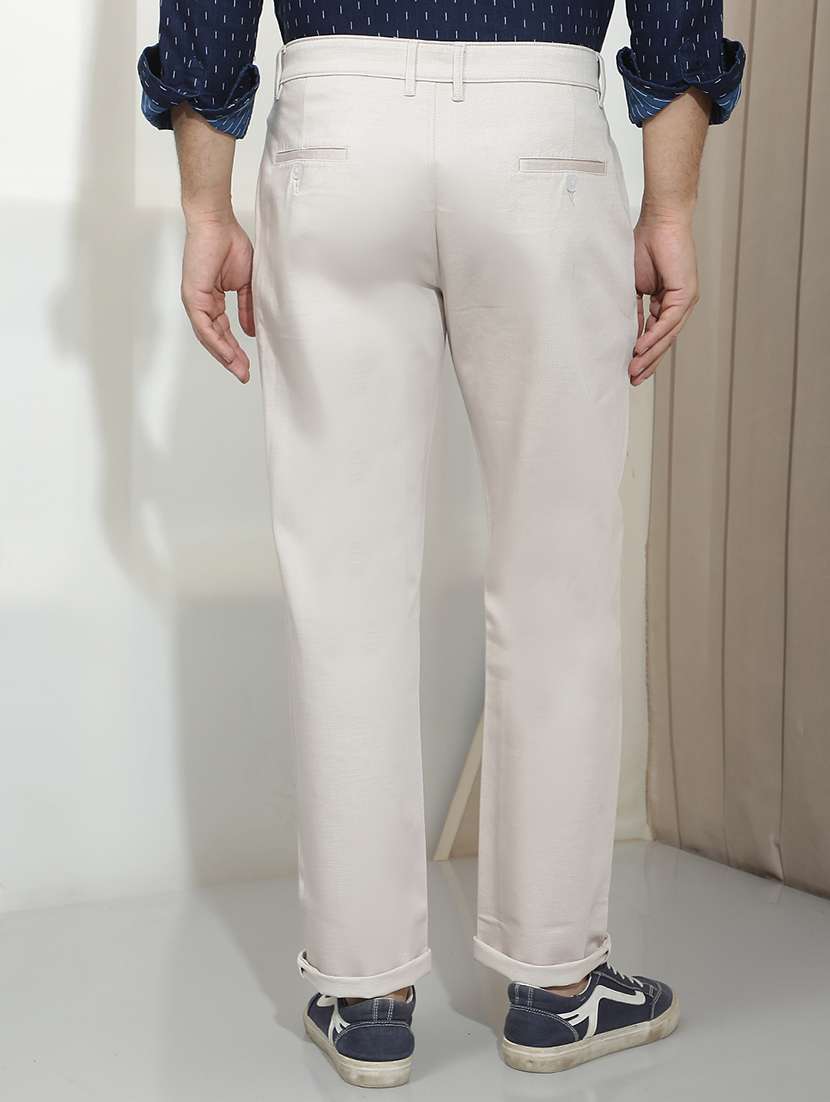 Men Solid Mid Rise Chinos Casual Trouser - 22587173 -  Standard Image - 4