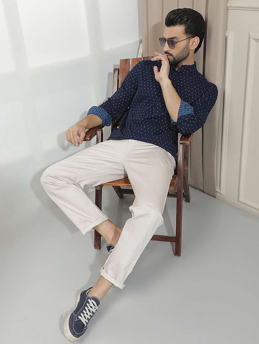 Men Solid Mid Rise Chinos Casual Trouser - 22587173 -  Standard Image - 6