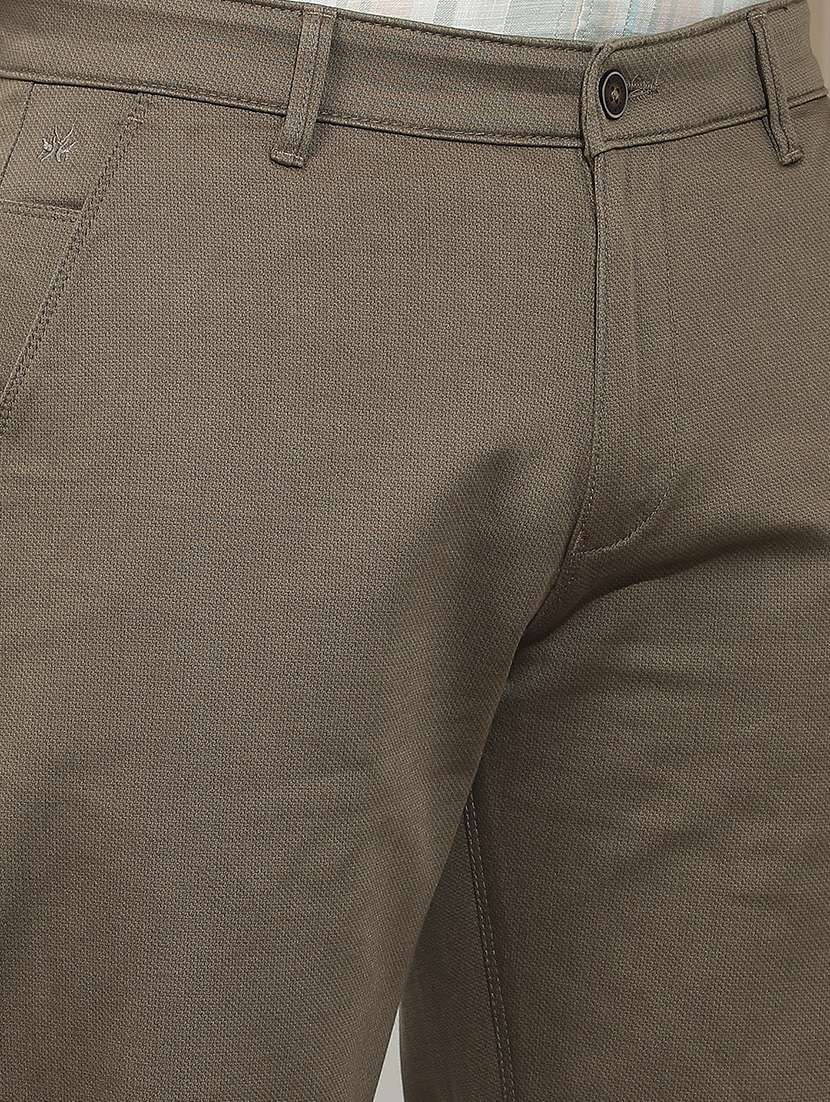 Men Solid Mid Rise Chinos Casual Trouser - 22587175 -  Standard Image - 1