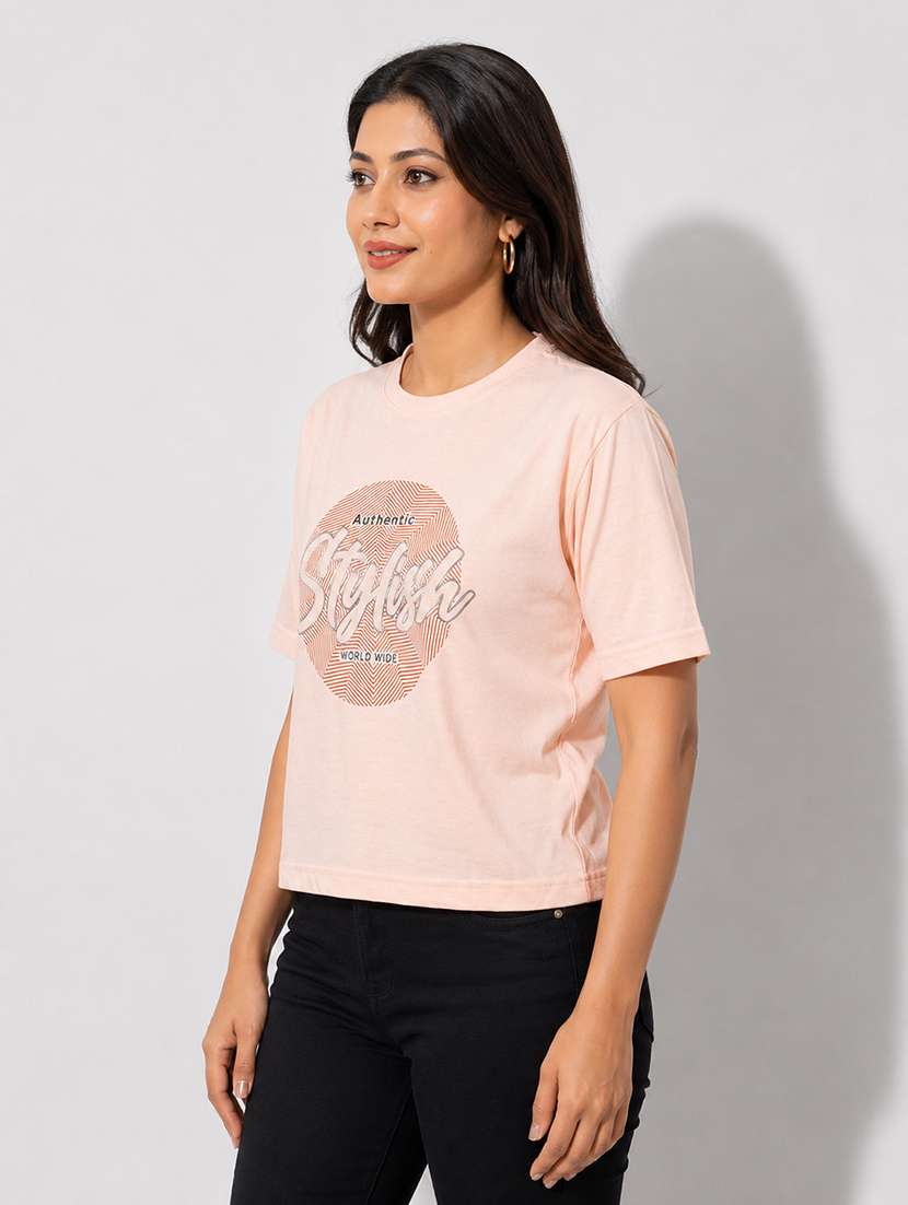 Women Printed Short Sleeves Regular Fit T-shirt - 22587271 -  Standard Image - 4